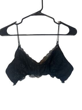 Leith Black Lace Triangle Adjustable Straps Layered Bandeau Women Sz L